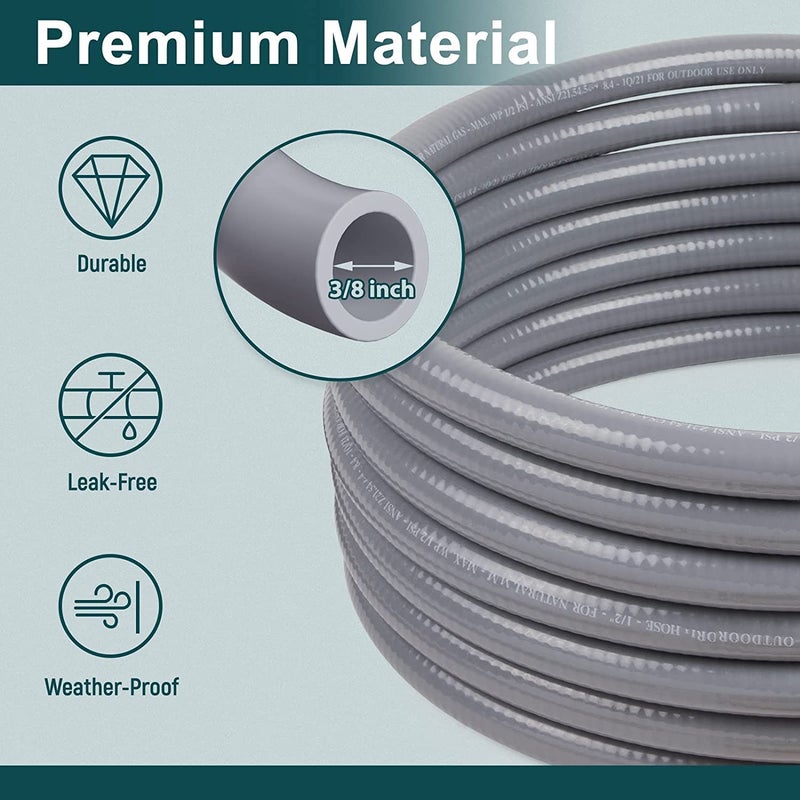 GASPRO 24 Feet 3/8" ID Natural Gas Hose, Low Pressure LPG Hose with Quick Connect, for Weber, Char-broil, Pizza Oven, Patio Heater and More - Image 5